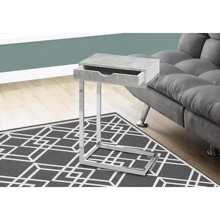 Gfancy Fixtures 24.5 in. Grey Cement Particle Board & Chromed Metal Accent Table GF2467693